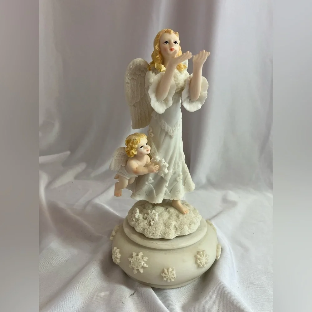 Graceful White Angel Figurine with Child